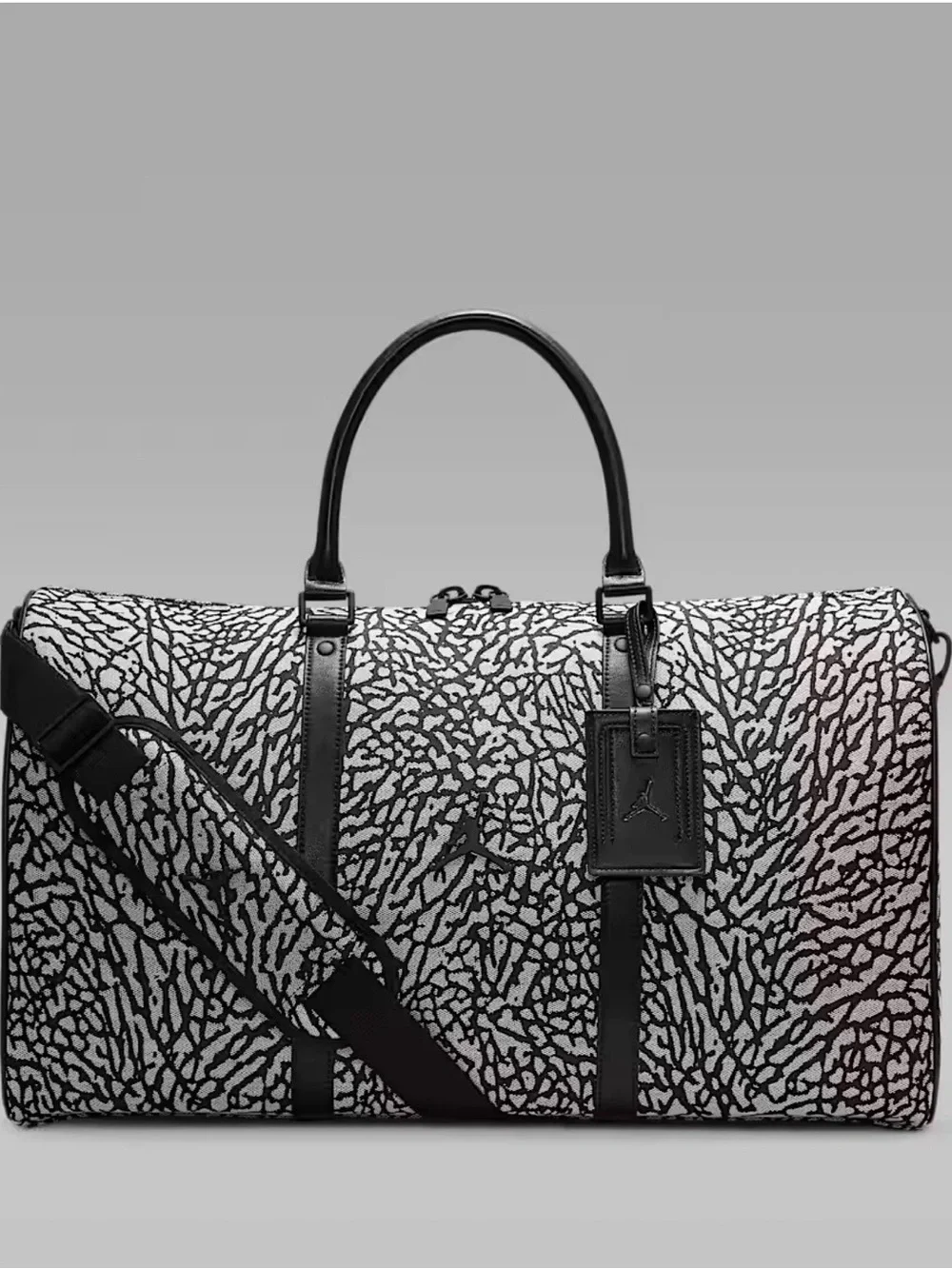Nike Jordan Monogram Duffle 40L Black/Gray Elephant print with Jumpman Tag